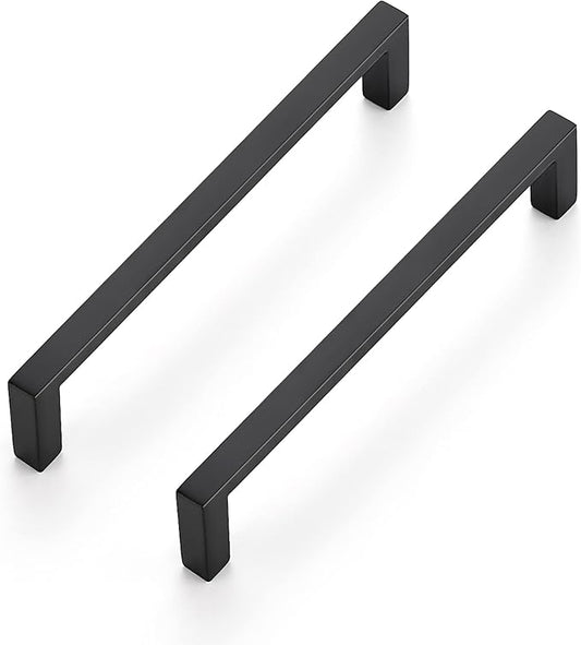 Ravinte 15 Pack Matte Black Cabinet Pulls, 5 Inch (128mm) Hole Center Slim Kitchen Handles, Square Drawer Pulls for Cabinets & Cupboards, Hardware
