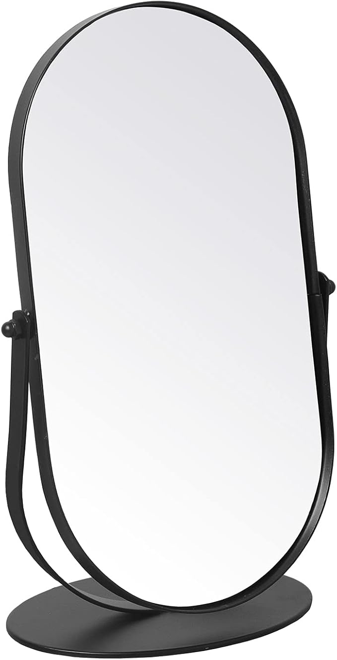 LONGSHENG - SINCE 2001 - Black Table Portable Makeup Mirror for Bedroom & Desk, 11 Inch Large Mirror for Home & Bathroom