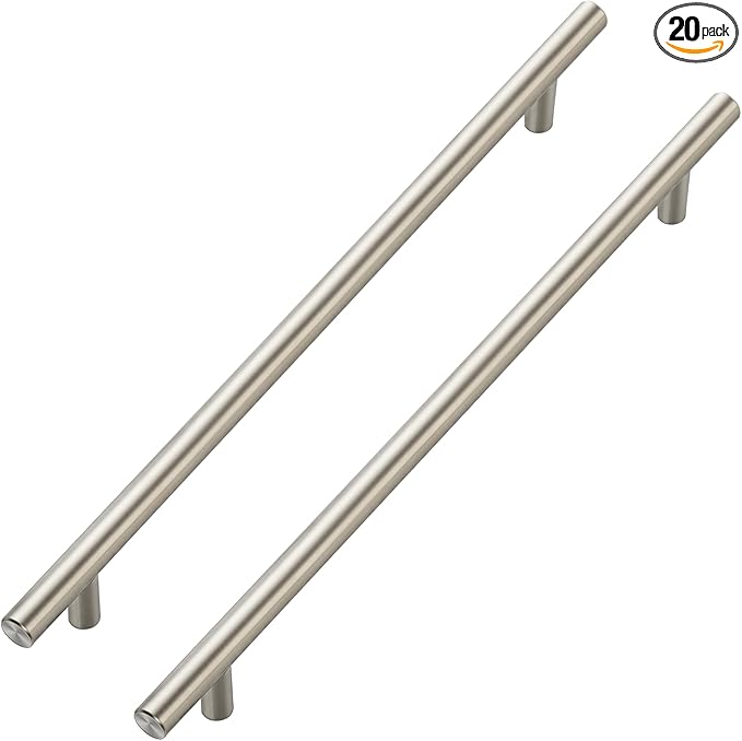 JOY DECOR 20 Pack Cabinet Handles, Brushed Nickel Cabinet Pulls, 10 in Hole Center Kitchen Cabinet Handles, Stainless Steel T Bar Handles for Dresser Drawers