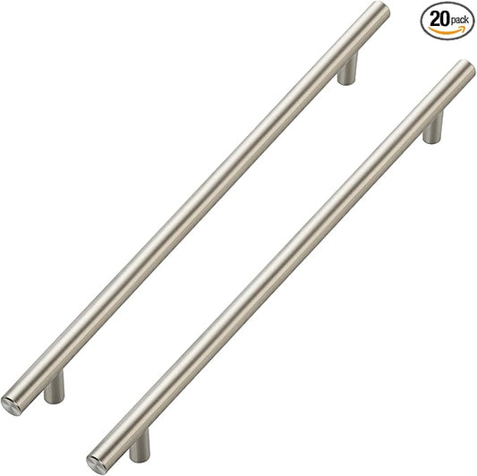 JOY DECOR 20 Pack Cabinet Handles, Brushed Nickel Cabinet Pulls, 10 in Hole Center Kitchen Cabinet Handles, Stainless Steel T Bar Handles for Dresser Drawers