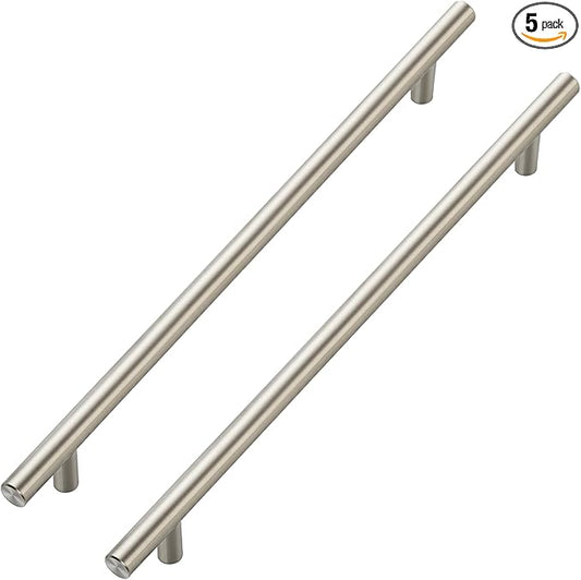 JOY DECOR 5 Pack Cabinet Handles, Brushed Nickel Cabinet Pulls, 10 in Hole Center Kitchen Cabinet Handles, Stainless Steel T Bar Handles for Dresser Drawers
