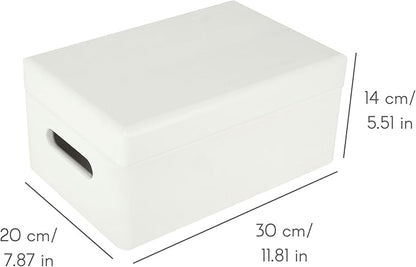 Large White Wooden Box Storage with Hinged Lid | 11.8x7.87x5.51in (+-0.5) | with Handles | Gift Box for Tool Dog Toy Shoes Clothes Kitchen Storage | Wood Keepsake Chest