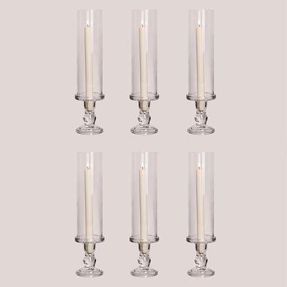 Hurricane Candle Holder Glass Taper Hurricane Clear Tall Candlestick Candles Holders Table Centerpiece Wedding Party Dining Event Home Decor (6)