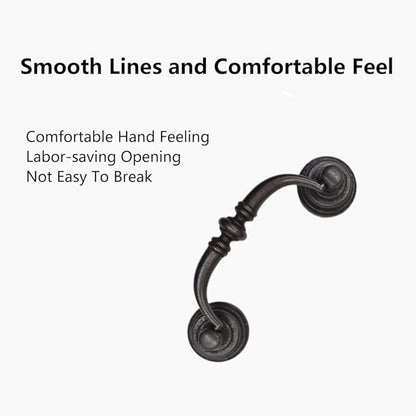 4PCS Retro Dresser Drawer Drop Bail Pulls Handles Classic Metal Swing Handles Hole Centers for Kitchen Bedroom Decoration (Brass + Iron Black)