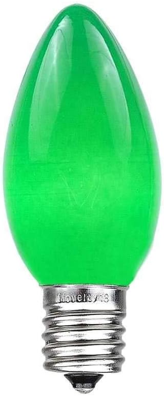 Novelty Lights 25 Foot C9 Green Ceramic Christmas String Light Set - Outdoor Christmas Light String - – Opaque Christmas Bulbs - Roofline Light String – Outdoor String Lights - Green Wire