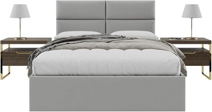 Vänt Upholstered Wall Panels - Queen/Full Size Wall Mounted Headboards - Vintage Leather Light Grey - Set of 4 Panels (Each Individual Panel 30"x11.5")