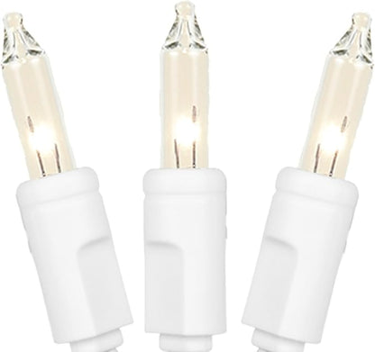 Novelty Lights 50 Feet 100 Bulb Incandescent Mini Light String, Clear with 6-Inch Spacing on White Wire, UL Listed Commercial Grade Indoor/Outdoor Mini Lights, Connectable End-to-End