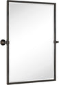 TEHOME Oil Rubebd Bronze Metal Framed Pivot Rectangle Bathroom Mirror Tilting Beveled Vanity Mirrors for Wall, Overall 27.9 x 36 inches (Mirrror 24 x 36 inches)