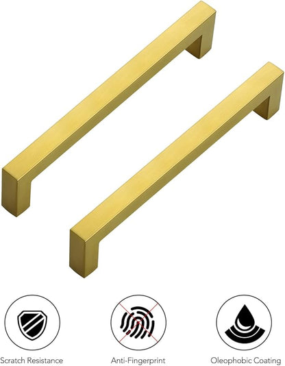 Ravinte 30 Pack 6-1/4 Inch Square Cabinet Handles - Brushed Brass Pulls, Stainless Steel Drawer Pulls, Kitchen Hardware