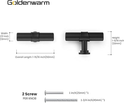 goldenwarm 10 Pack Black Cabinet Knobs Kitchen Cabinet Knobs for Dresser Drawers Black Kitchen Hardware for Cupboard Bathroom