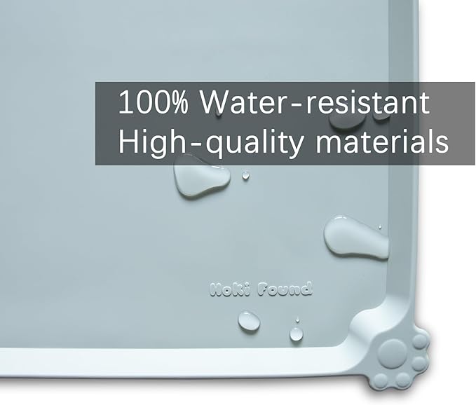 Hoki Found Large Silicone Pet Food Mats Tray - Non Slip Pet Dog Cat Bowl Mats Placemat - Dog Pet Cat Feeding Mat - Waterproof Dog Cat Food Mats -Pet Water Mats for Floors - Battleship-Mewly Pet