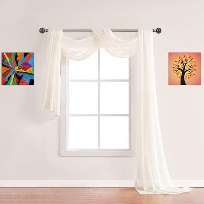 Warm Home Designs 30 Feet Long Sheer Light Beige Window Scarf. These XXL Length Valance Window Scarves 54 X 360 Inches in Size. Great as Bed Canopy or Wedding Arch Draping Fabric. AM Beige 360"