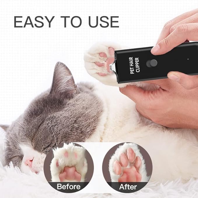 Feet Hair Trimmer, Dog Clippers,Quiet Washable USB Rechargeable Cordless Dog Grooming Kit,Electric Pets Hair Trimmers Shaver Shears for Dogs and Cats Black-Mewly Pet