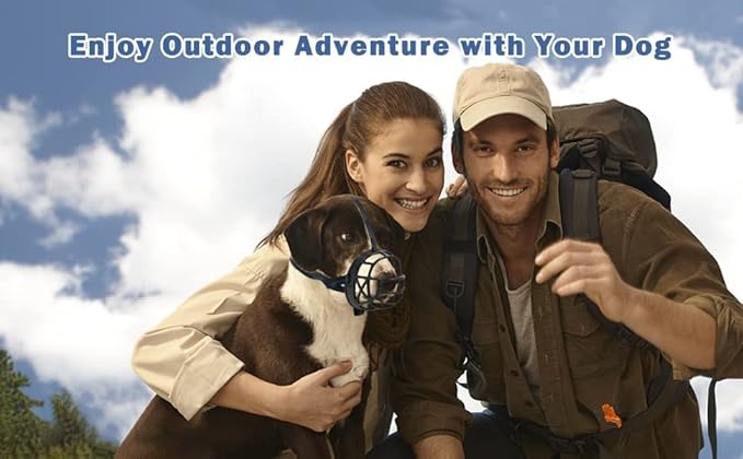 Dog Muzzle Breathable Basket Muzzles for Large and X-Large Dogs, Stop Biting, Barking and Chewing, Best for Aggressive Dogs Black Brown (Black Rubber, XL)-Mewly Pet