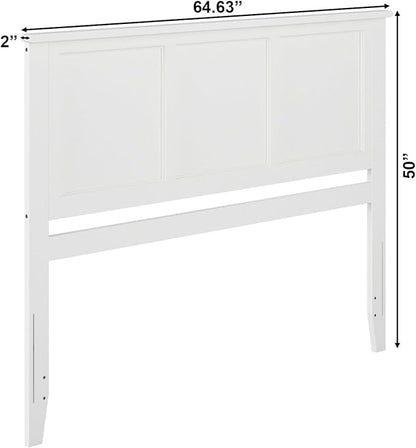 AFI, Madison Queen Solid Wood Panel Headboard with Attachable Charger, White