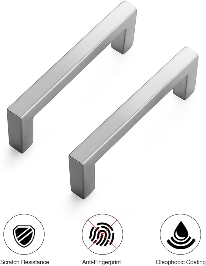Ravinte 25 Pack Solid 3 Inch Center to Center Slim Square Bar Drawer Handles Kitchen Cabinet Handles Brushed Nickel Drawer Pulls Kitchen Cabinet Hardware Kitchen Handles Cabinet Pulls