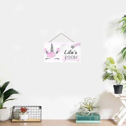 Personalized Cute Unicorn Sign Custom Name Wall Hanging Signs Front Door Decor Home Decorative Door Decor for Kids Room Boys Girls Room Baby Bedroom