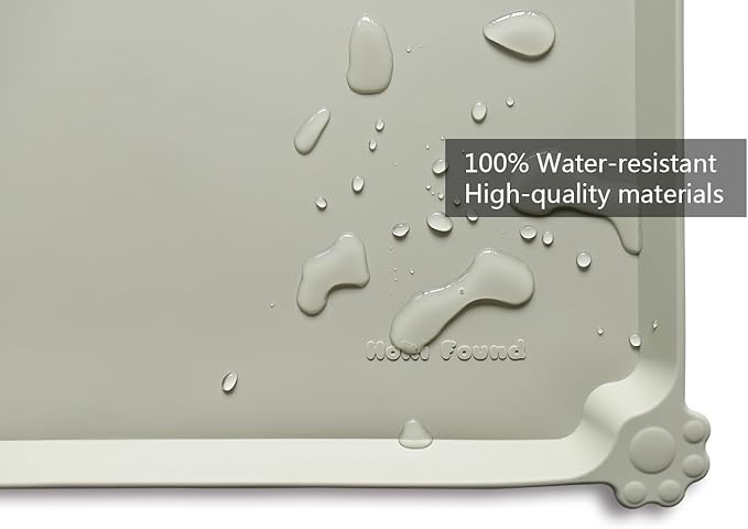 Hoki Found Large Silicone Non Slip Pet Food Mats - Bowl Placemats for Dog Cat - Waterproof - Cream Green-Mewly Pet