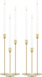 Gold Candle Holders Candlestick Holders for Taper Candles, Set of 6 Modern Decorative Candle Sticks Long Holder for Table Centerpiece, Wedding, Dinning, Party (Candles are not Included)