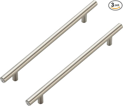 JOY DECOR 3 Pack Cabinet Handles, Brushed Nickel Cabinet Pulls, 7-1/2 in Hole Center Kitchen Cabinet Handles, Stainless Steel T Bar Handles for Dresser Drawers