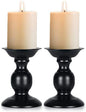 2 Pcs Black Pillar Candle Holders, Most Ideal for 3" Pillar Candles, Gifts for Wedding, Party, Home, Spa, Reiki, Votive Candle (2 x S)