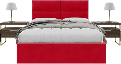 Vänt Upholstered Wall Panels - Queen/Full Size Wall Mounted Headboards - Micro Suede Red Melon - Set of 4 Panels (Each Individual Panel 30"x11.5")