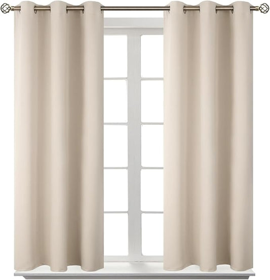 BGment Champagne Short Room Darkening Curtains for Small Windows, 38 x 54 Inch Thermal Insulated Tier Set of 2 Panels Sun Blocking Drapes for Kitchen Bedroom