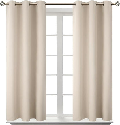 BGment Champagne Short Room Darkening Curtains for Small Windows, 38 x 45 Inch Thermal Insulated Tier Set of 2 Panels Sun Blocking Drapes for Kitchen Bedroom