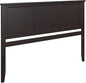 AFI, Madison King Solid Wood Panel Headboard with Attachable Charger, Espresso