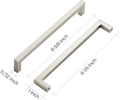 Ravinte 15 Pack Solid 6-1/4 Inch Center to Center Slim Square Bar Drawer Handles Cabinet Hardware - Brushed Nickel Kitchen Pulls