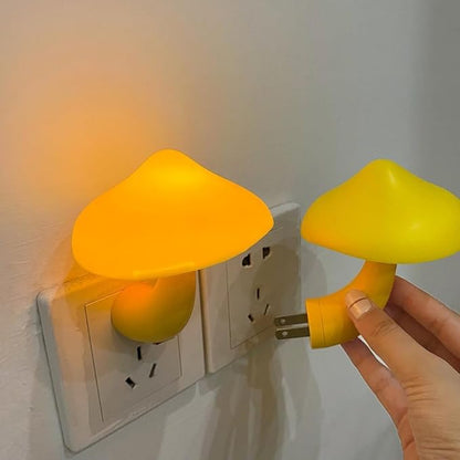 Night Lights Plug into Wall - 2-Pack Sensor LED Mushroom Light, Cute Energy Saving Mushroom Lamp for Kids Adults Living Room Bedroom Kitchen, Bathroom Toilet, Stairs, Hallway Corridor, Warm Yellow