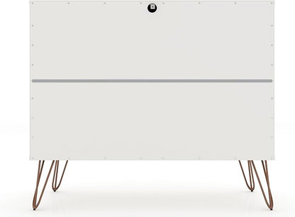 Manhattan Comfort Rockefeller 3 Drawer Dresser for Bedroom Storage, Nursery, Closet, Living Room, Entryway, TV Stand for Screens up to 32 Inches, Anti-Tip Kit Included, Set of 1, White