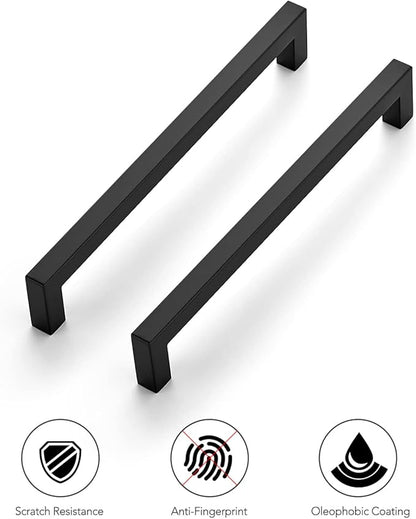 Ravinte 10 Pack 8 Inch Kitchen Square Cabinet Handles Matte Black Cabinet Pulls Black Drawer Pulls Kitchen Cabinet Hardware Kitchen Handles