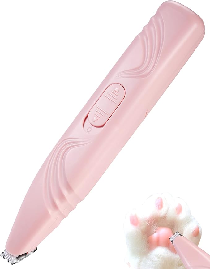 LEYOUFU Dog Paw Trimmer for Grooming, Cordless Electric Small Pet Grooming Clippers Hair Trimmer for Dogs Cats, Low Noise for Trimming Pet's Hair Around Paws, Eyes, Ears, Face, Rump (Pink)-Mewly Pet