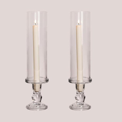 Hurricane Candle Holder Glass Taper Hurricane Clear Tall Candlestick Candles Holders Table Centerpiece Wedding Party Dining Event Home Decor (2)
