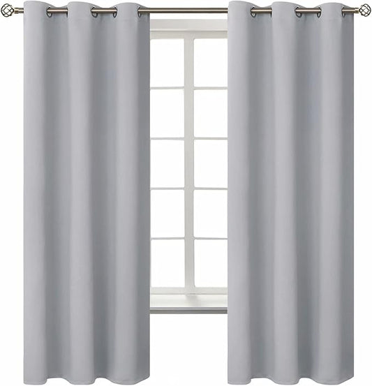 BGment Room Darkening Curtains 63 Inches Long - Grommet Thermal Insulated Drapes Window Treatment Curtains for Bedroom, 2 Panels, 42 x 63 Inch, Light Grey
