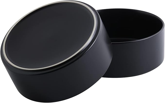 Black Dog Bowl Ceramic for Medium Large Breed, Heavy Weighted Dog Food Water Feeder Dish, Non - Slip Modern Cute Extra Big Porcelain 8 in Pet Bowl Maze-Mewly Pet