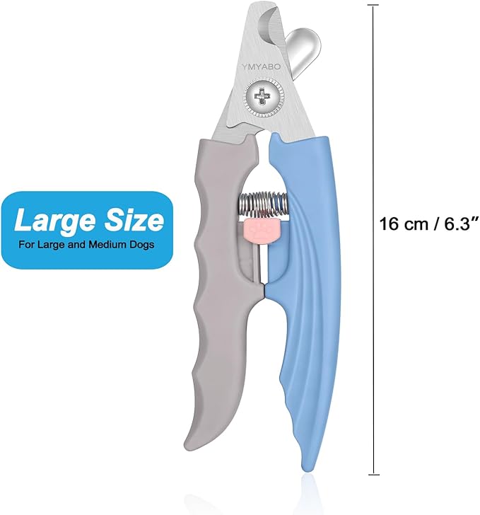 Pet Nail Clipper,Dog Nail Trimmers Safety Guard to Aviod Over Cutting,Puppy Cat Claw Trimmer,with Free Dog Comb Nail File, Sharp Grooming Clipper, Great for Thick Toenail, Blue-Mewly Pet