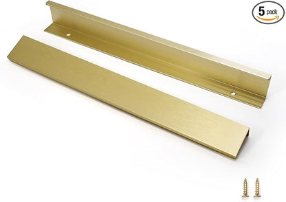 3 Pack 10" (250mm) Overall Length Overall Length Edge Finger Pull, Brushed Brass Aluminium Hidden Furniture Wardrobe Cabinet Drawer Pull Long Concealed Furniture Closet Door Handle, 3699S