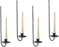 Black Wall Candle Holder Set of 4, Stylish Metal Wall Mount Candle Sconces, Modern Christmas Wall Decor for Living Room, Dining Room, Fireplace, and Farmhouse