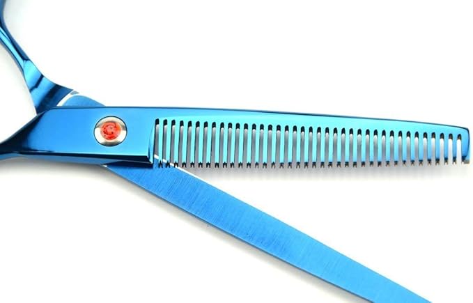 LILYS PET Professional PET Grooming Scissors Kit,Coated Titanium,Sharp and Strong Stainless Steel Blade for Dogs Cats Hair Cutting,3 Pieces of Scissors with a Comb and a Case (8.0 inches, Blue)-Mewly Pet