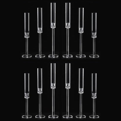 Vincidern 12pcs Taper Candle Holder Acrylic Candlestick Holder Clear Set for Table Centerpiece, Long Candle Stick Candle Stand Cylinder Shade for Halloween, Christmas Wedding Party Dining Room Decor