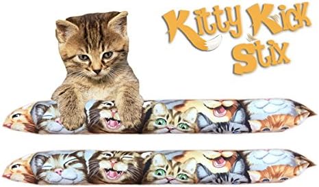 Kitty Kick Stix 15" Catnip Kicker Toy – Set of 2 | Handmade in USA | Interactive Cat & Kitten Toy | Durable Kicker Packed with 100% Potent Catnip for All Breeds (Cat Selfies)-Mewly Pet