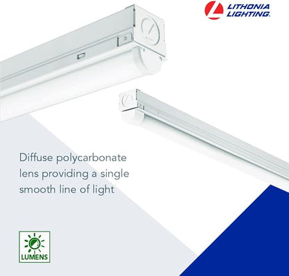 Lithonia Lighting 1 Light LED Strip Light, 4 Foot LED Ceiling Lighting Fixture, 2500 Lumens, 4000K, 80CRI, 20W, Kitchen and Garage Use (MNSL L46 1LL 120V 40K 80CRI M6)