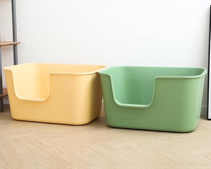 XXL Litter Box with High Sides - 24.6"L x 16.9"W x 12.99"H, Anti-Splash, Tool-Free Assembly, Multi-Cat, Jumbo (Yellow)-Mewly Pet