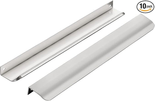 Ravinte Hardware 10 Pack Silver Cabinet Handles, 11.8 Inch (300mm) Finger Edge Pulls, 8.8 Inch Hole Center, Finger Pulls for Cabinets