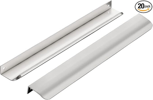 Ravinte Hardware 20 Pack Silver Cabinet Handles, 11.8 Inch (300mm) Finger Edge Pulls, 8.8 Inch Hole Center, Finger Pulls for Cabinets