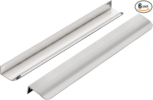 Ravinte Hardware 6 Pack Silver Cabinet Handles, 11.8 Inch (300mm) Finger Edge Pulls, 8.8 Inch Hole Center, Finger Pulls for Cabinets