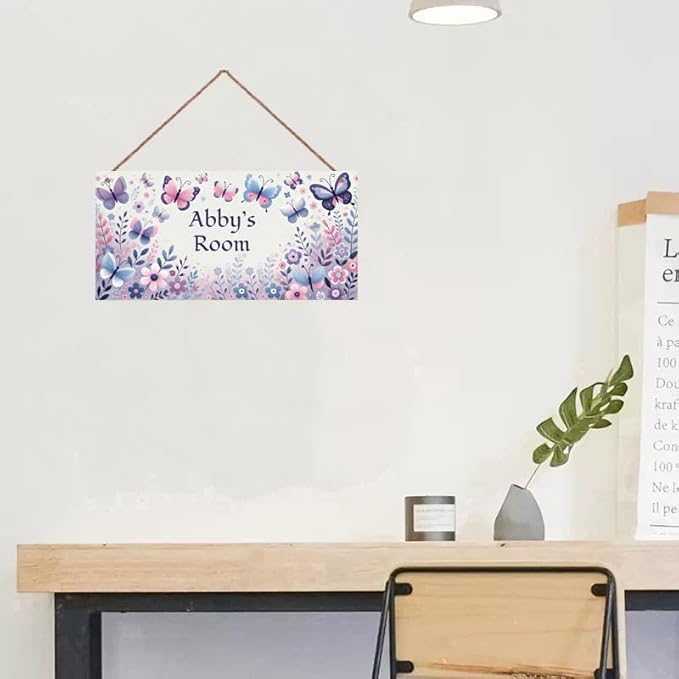 Personalized Sign Vintage Butterfly Wall Decor For Kids Room Decoration Nursery Decor Party Decorations For Little Man Cave Wall Art Decor For Boys Room Girls Bedroom