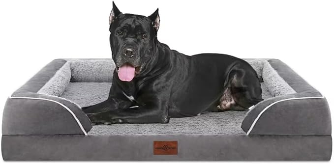 Comfort Expression XXL Orthopedic Dog Bed for Extra Large Dogs, Waterproof Orthopedic Foam Dog Beds, Washable Dogs Sofa Beds with Removable Cover & Non-Slip Bottom(XX-Large,Grey)-Mewly Pet